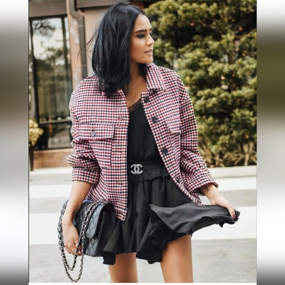 Suncoo pink and brown check jacket, size 0 - Picture 6 of 8